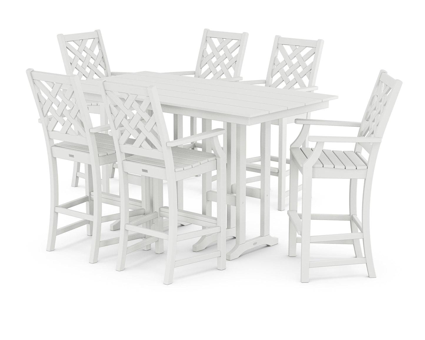 Wovendale Arm Chair 7-Piece Farmhouse Bar Set