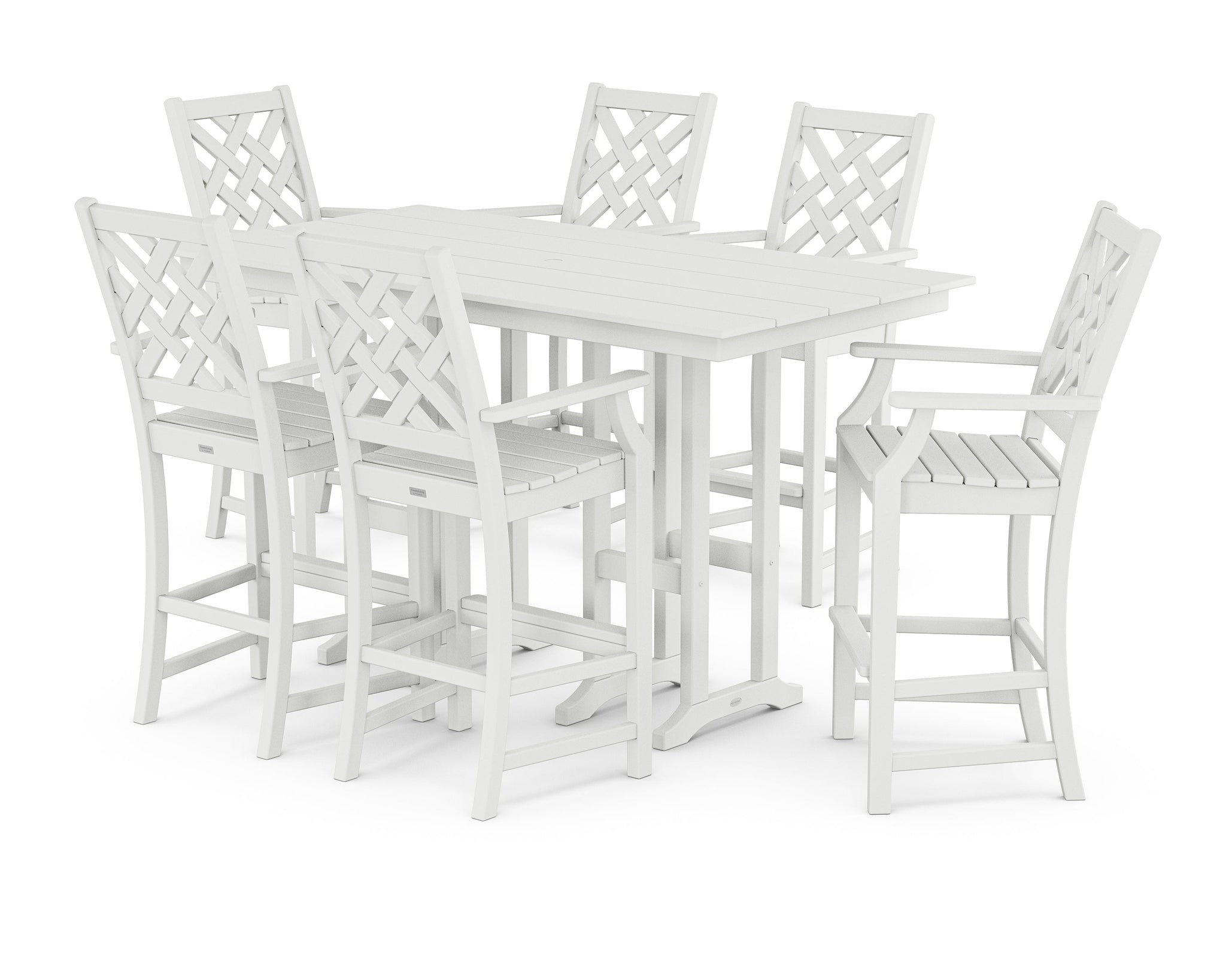Wovendale Arm Chair 7-Piece Farmhouse Bar Set