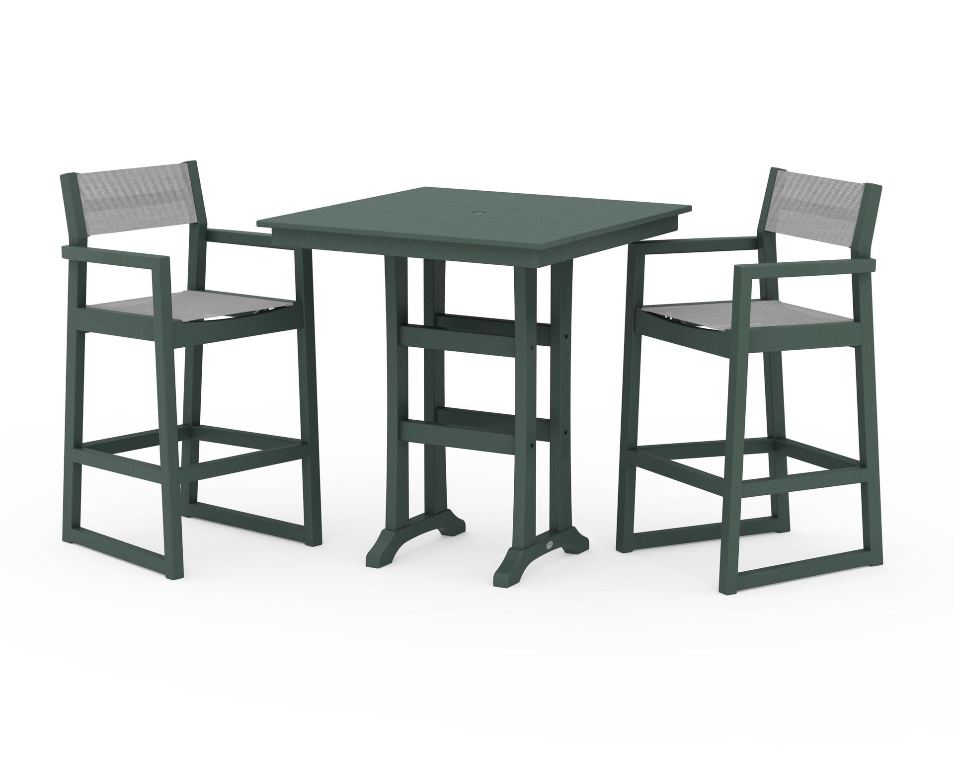 EDGE Sling Arm Chair 3-Piece Farmhouse Bar Set with Trestle Legs