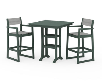 EDGE Sling Arm Chair 3-Piece Farmhouse Bar Set with Trestle Legs