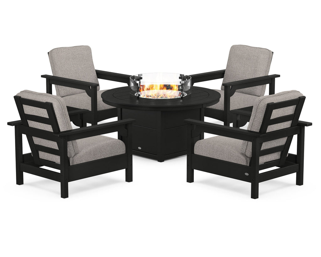 Club 5-Piece Conversation Set with Fire Pit Table