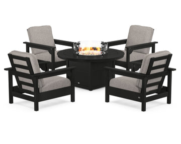 Club 5-Piece Conversation Set with Fire Pit Table