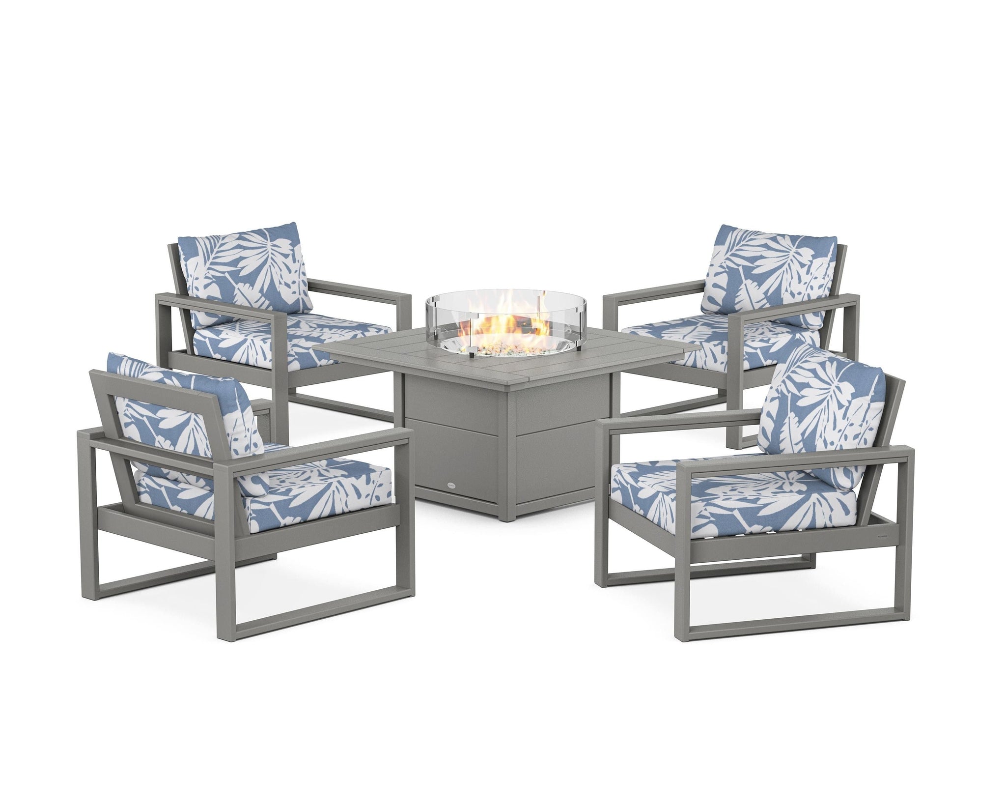 EDGE Sectional 5-Piece Deep Seating Set with Fire Pit Table