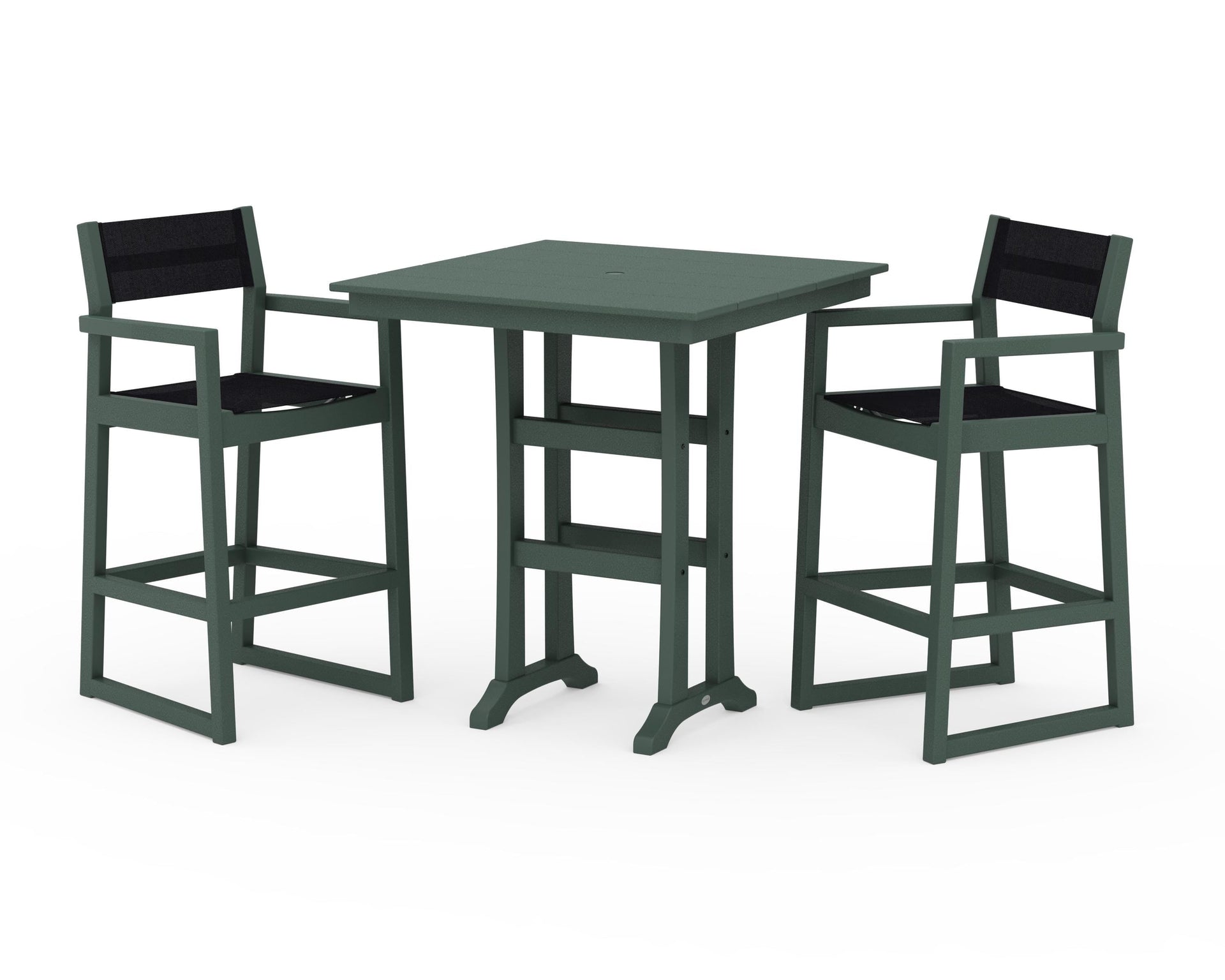 EDGE Sling Arm Chair 3-Piece Farmhouse Bar Set with Trestle Legs