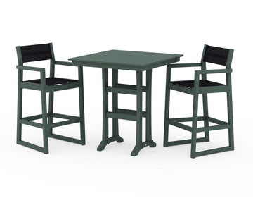 EDGE Sling Arm Chair 3-Piece Farmhouse Bar Set with Trestle Legs