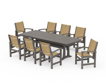 Coastal 9-Piece Dining Set with Trestle Legs