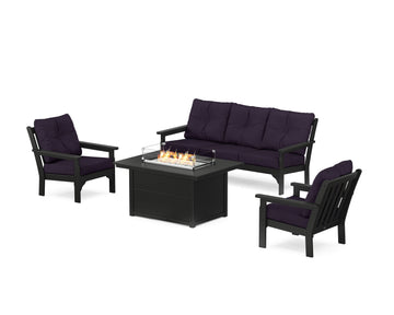 Vineyard Deep Seating Fire Pit Table Set