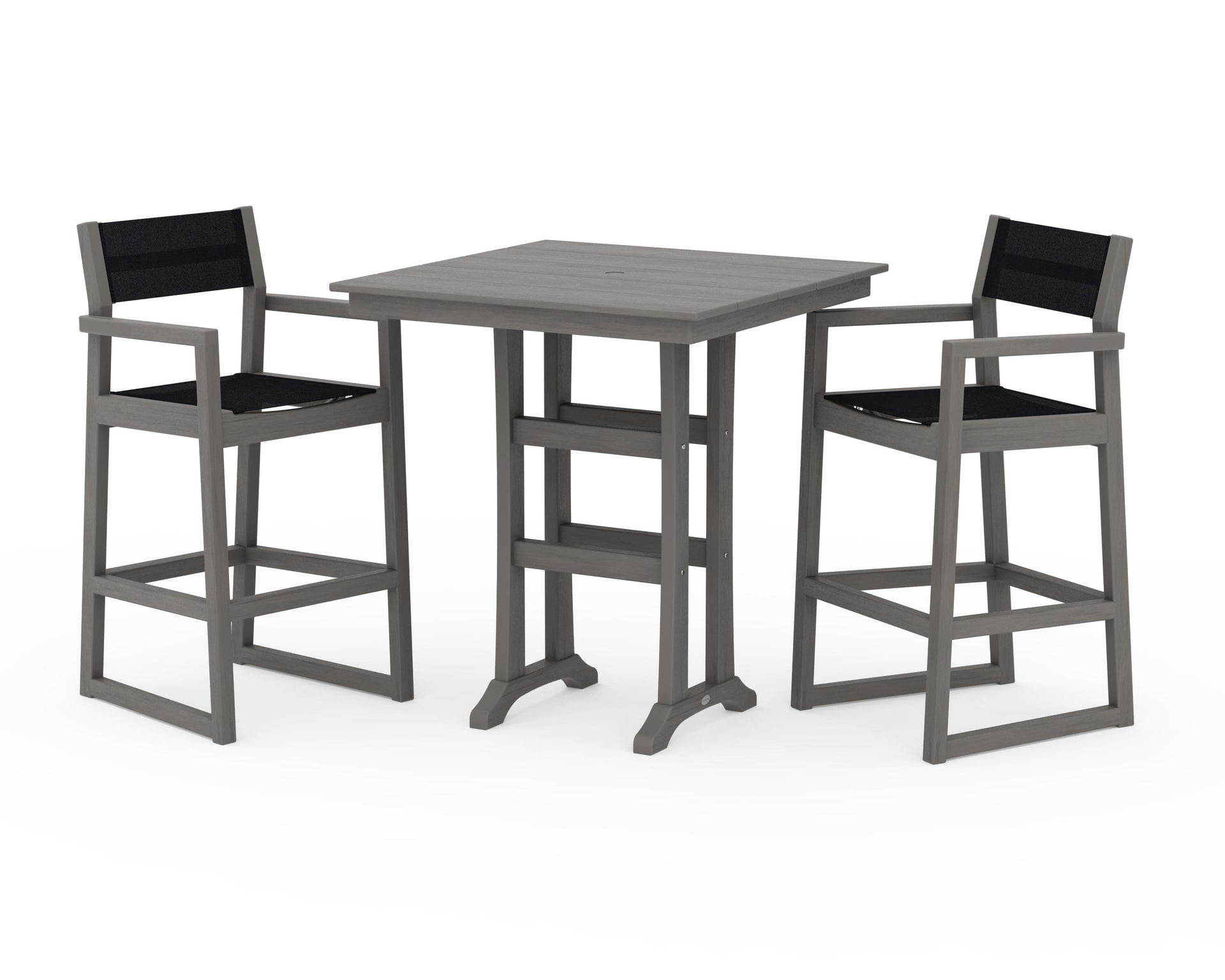 EDGE Sling Arm Chair 3-Piece Farmhouse Bar Set with Trestle Legs