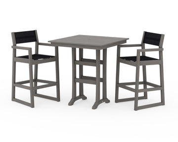 EDGE Sling Arm Chair 3-Piece Farmhouse Bar Set with Trestle Legs