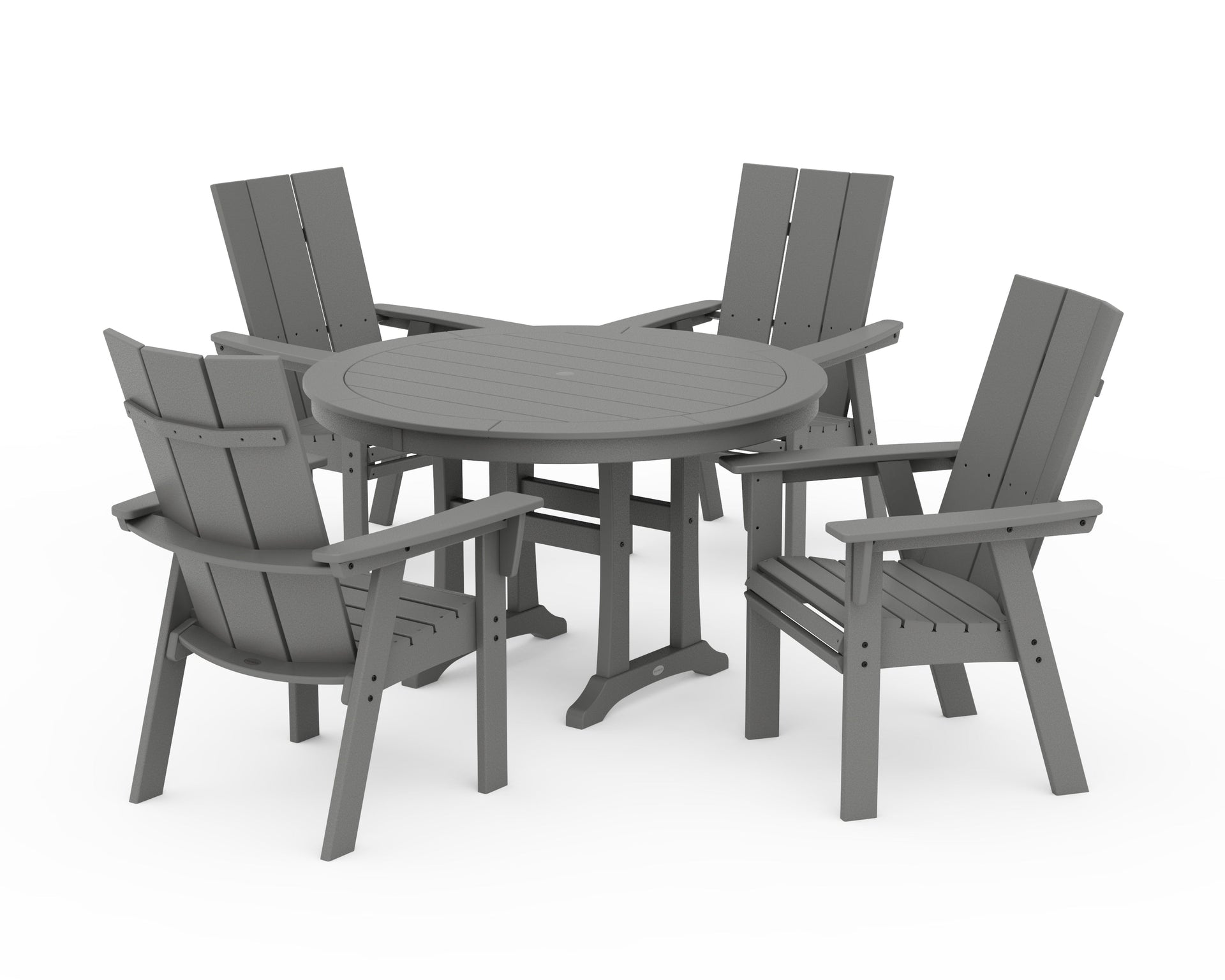 Modern Curveback Adirondack 5-Piece Nautical Trestle Dining Set