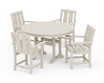 Mission 5-Piece Round Dining Set with Trestle Legs