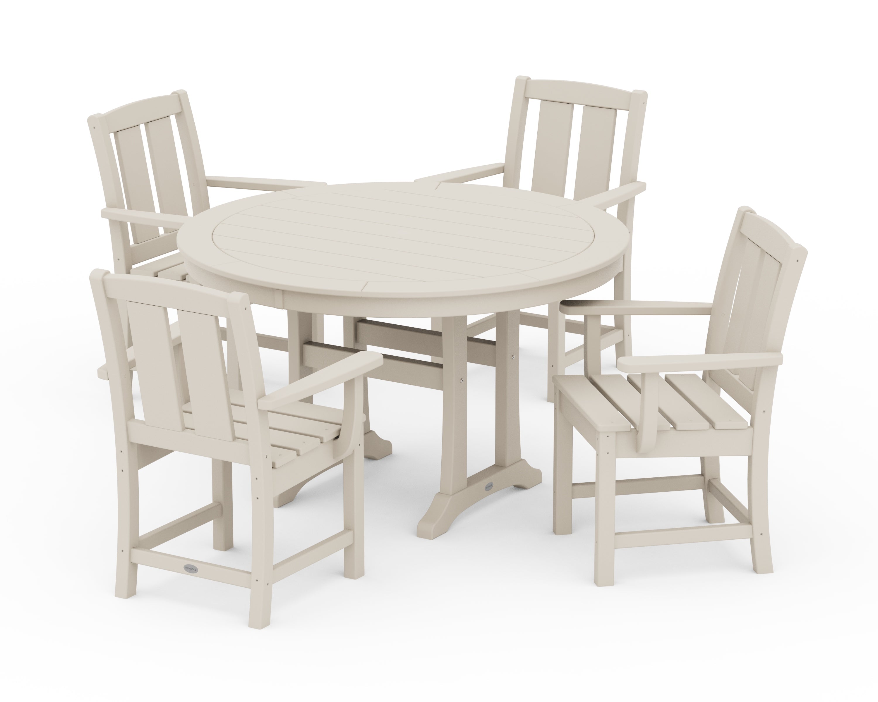 Mission 5-Piece Round Dining Set with Trestle Legs