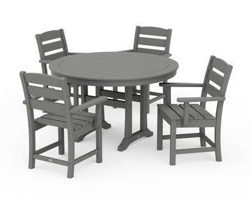 Lakeside 5-Piece Round Dining Set with Trestle Legs