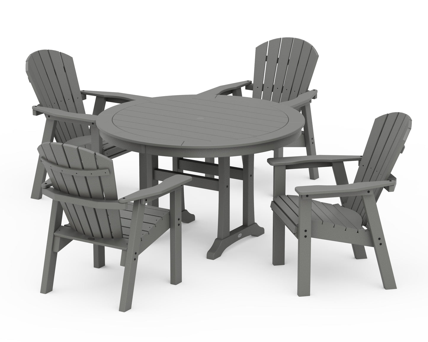 Seashell 5-Piece Round Dining Set with Trestle Legs