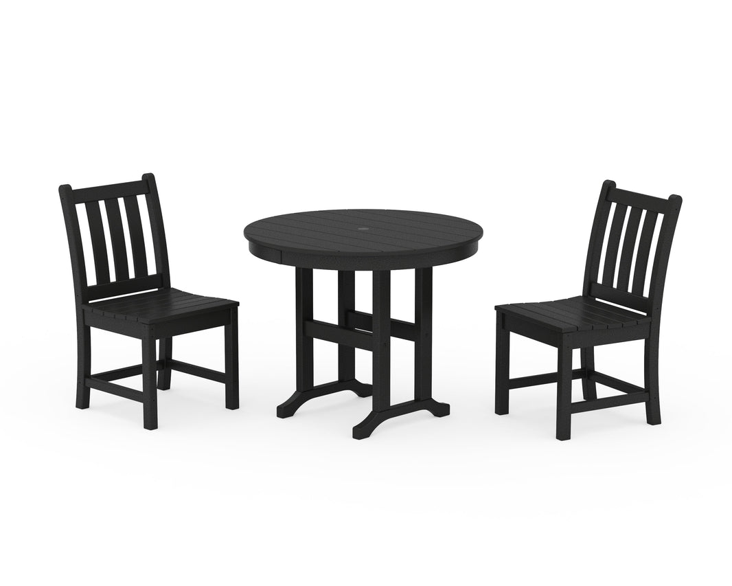 Traditional Garden Side Chair 3-Piece Round Dining Set