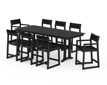 EDGE Sling 9-Piece Farmhouse Counter Set with Trestle Legs