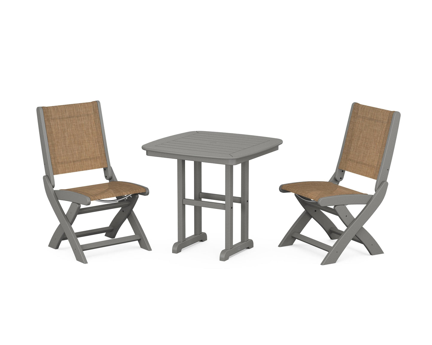 Coastal Folding Side Chair 3-Piece Dining Set