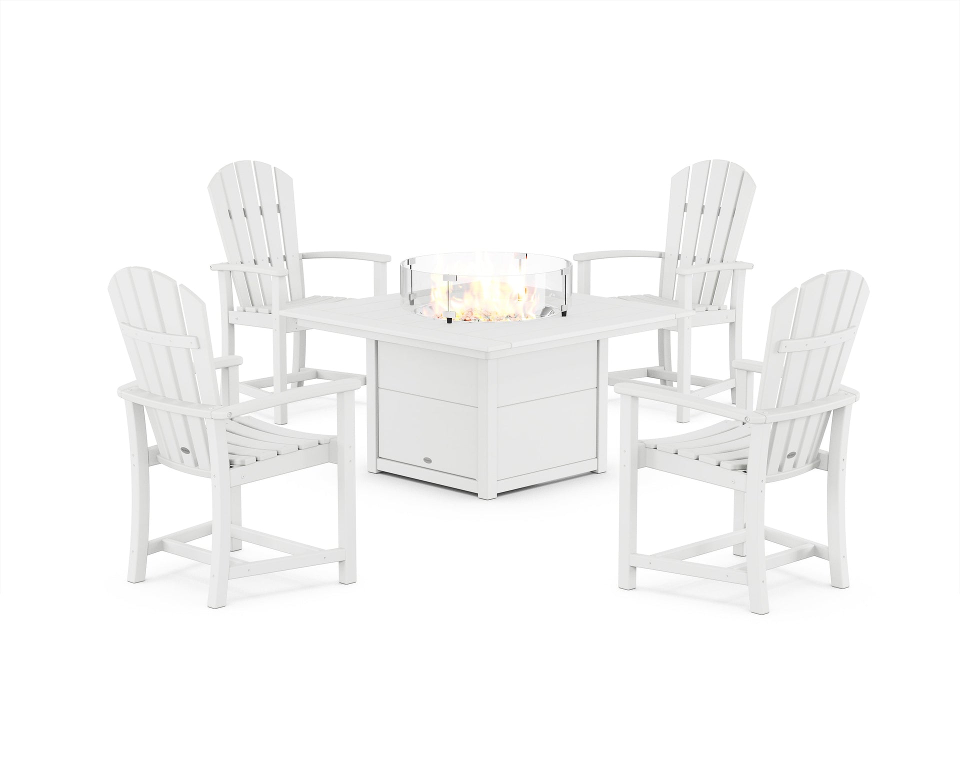 Palm Coast 4-Piece Upright Adirondack Conversation Set with Fire Pit Table