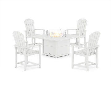 Palm Coast 4-Piece Upright Adirondack Conversation Set with Fire Pit Table