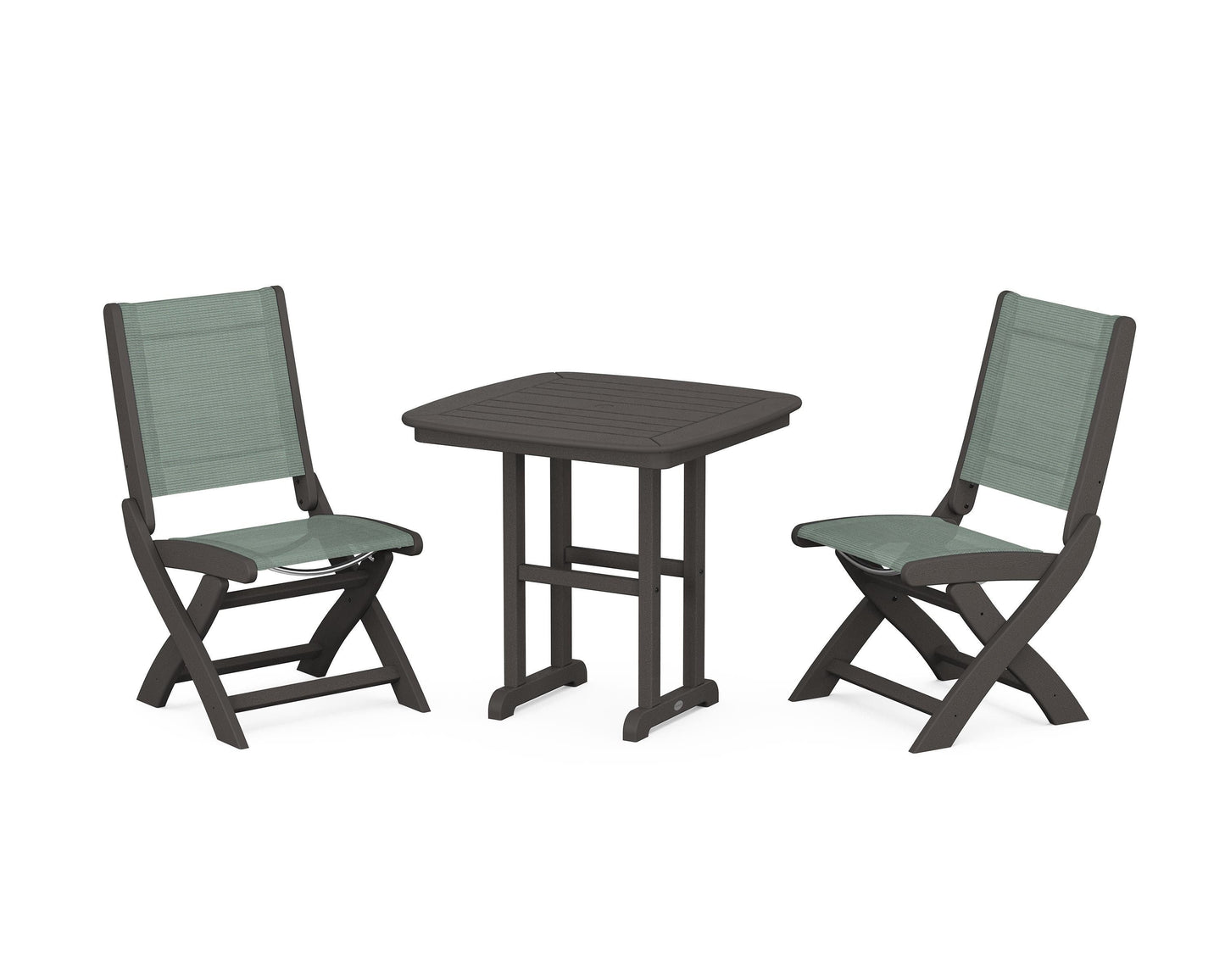 Coastal Folding Side Chair 3-Piece Dining Set
