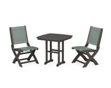 Coastal Folding Side Chair 3-Piece Dining Set