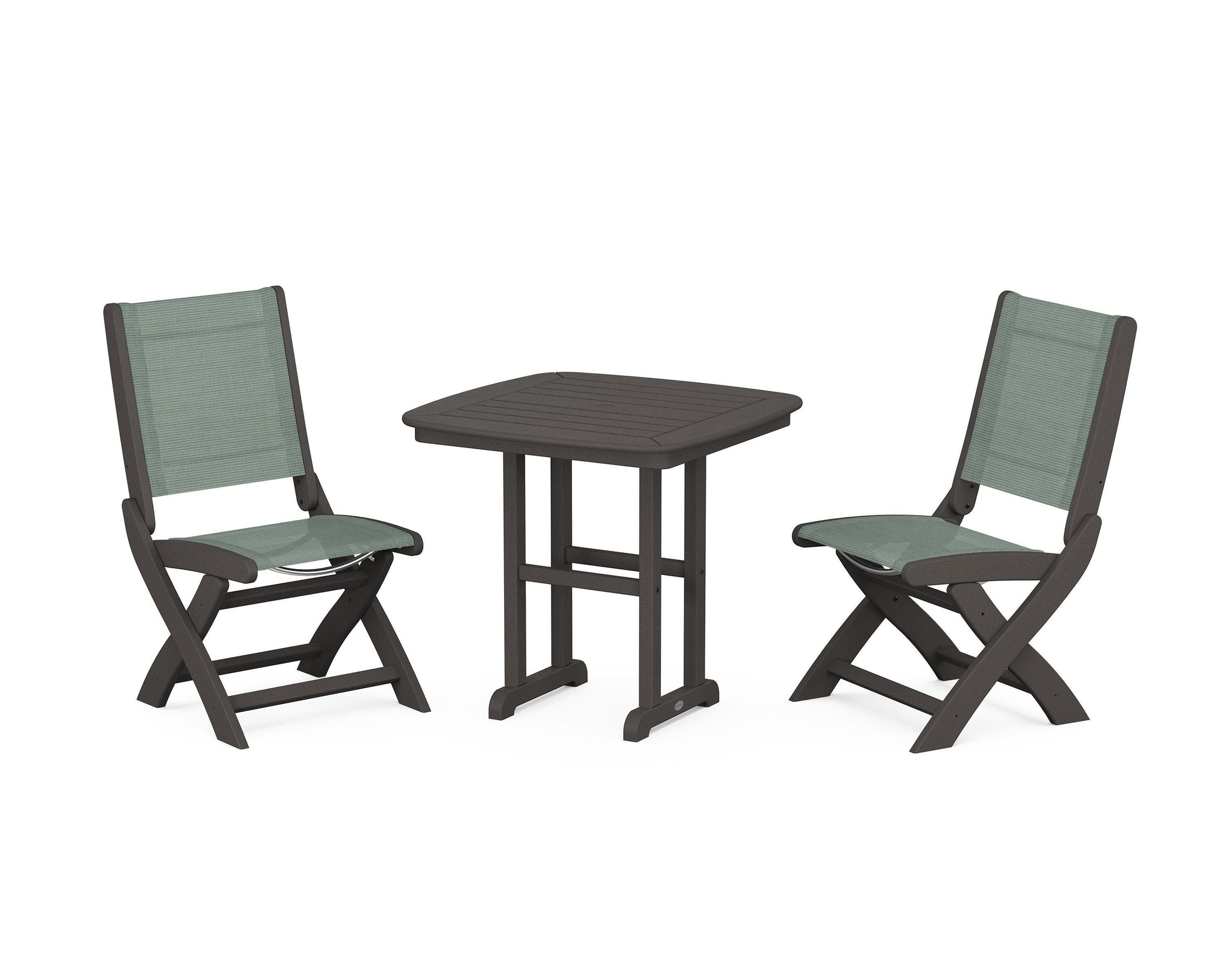 Coastal Folding Side Chair 3-Piece Dining Set
