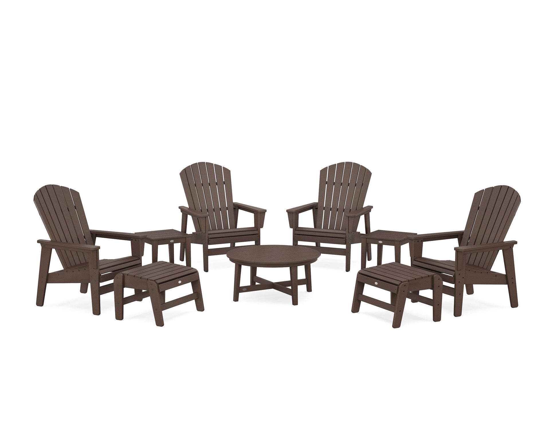 Nautical Grand Upright Adirondack 9-Piece Conversation Set