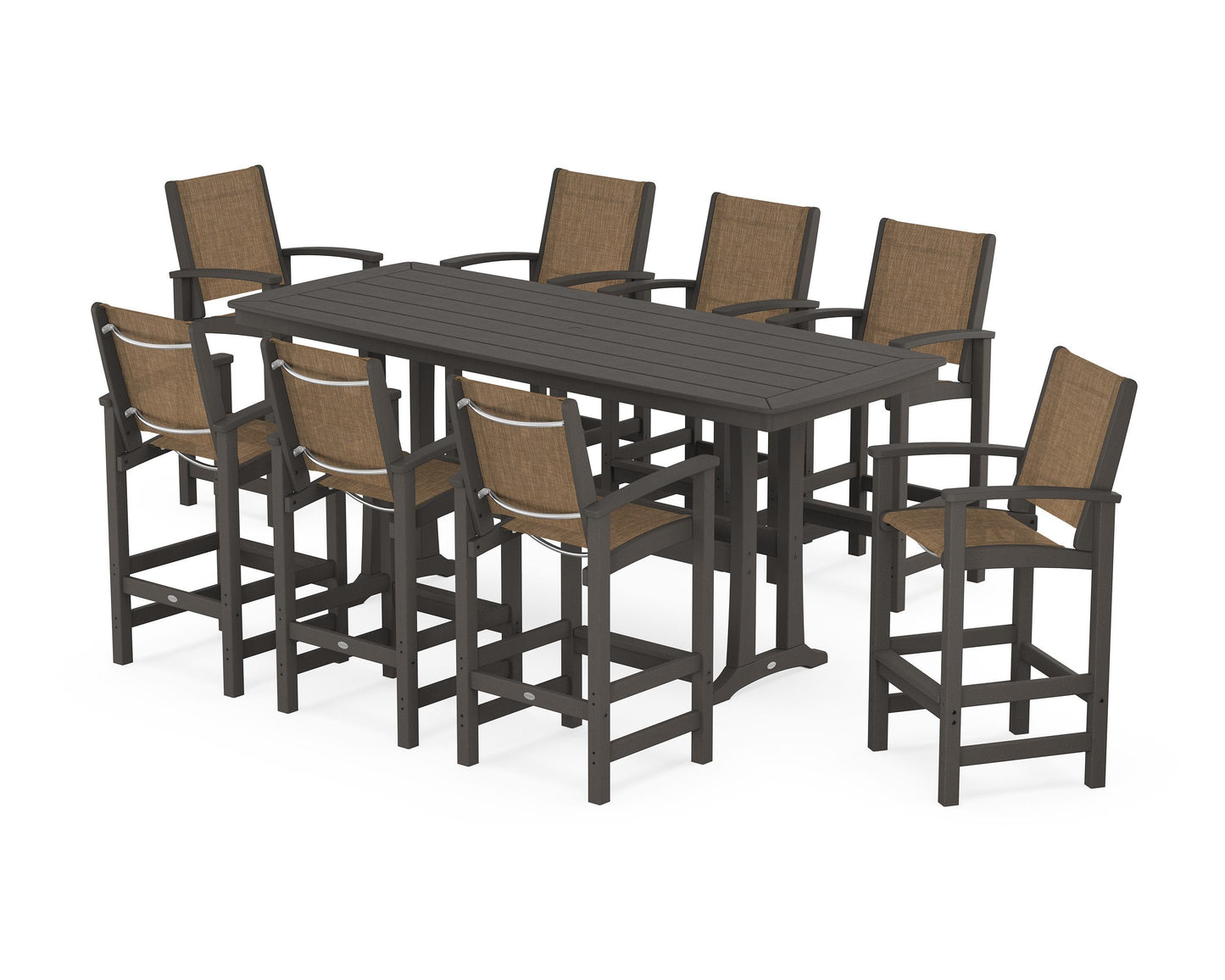 Coastal 9-Piece Bar Set with Trestle Legs