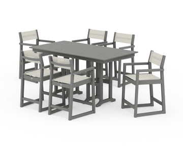 EDGE Sling Arm Chair 7-Piece Farmhouse Counter Set