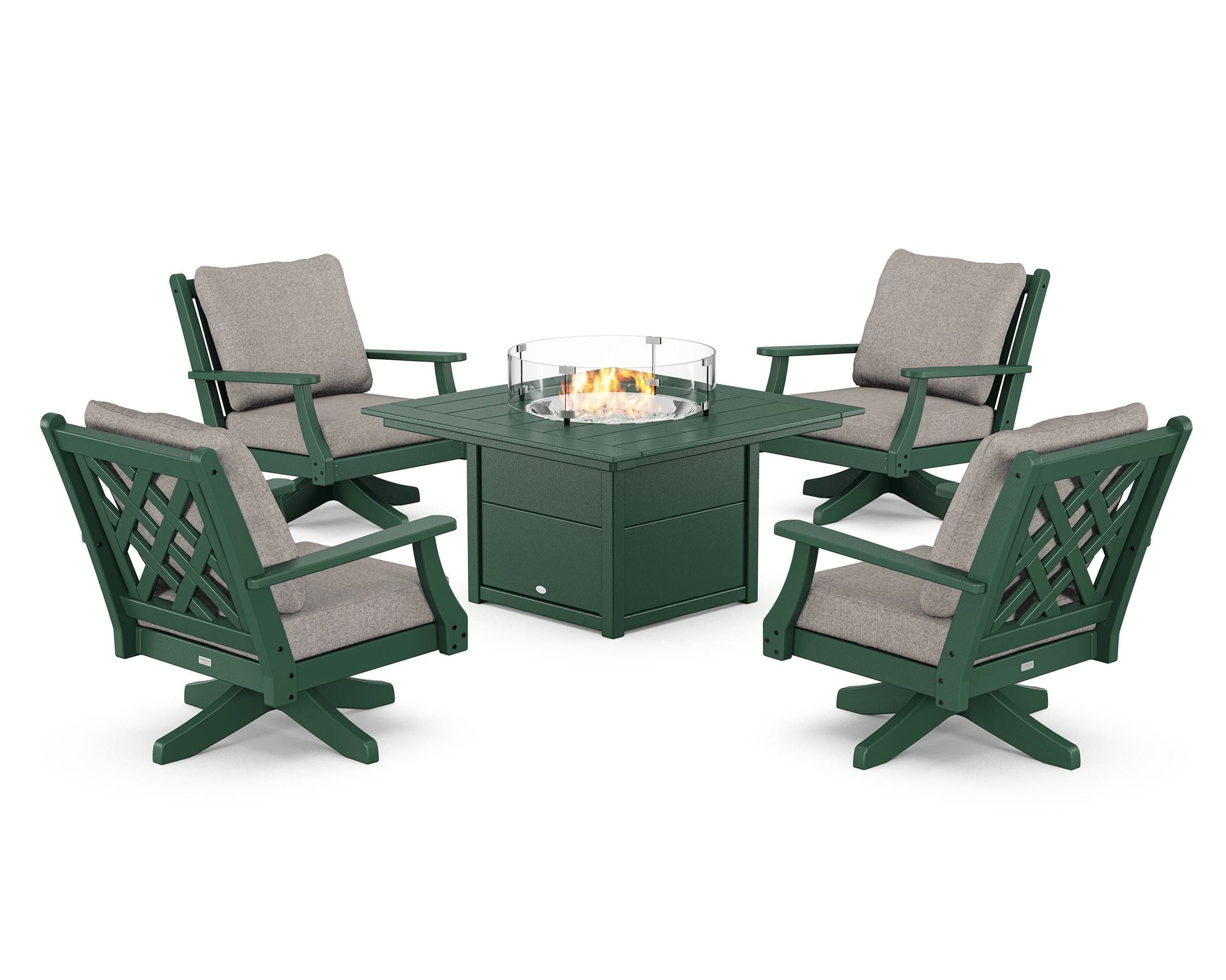 Wovendale 5-Piece Deep Seating Swivel Conversation Set with Fire Pit Table