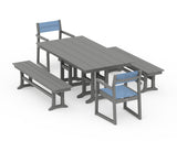 EDGE Sling Arm Chair 5-Piece Farmhouse Dining Set with Benches