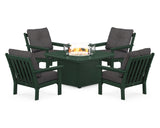 Vineyard 5-Piece Conversation Set with Fire Pit Table