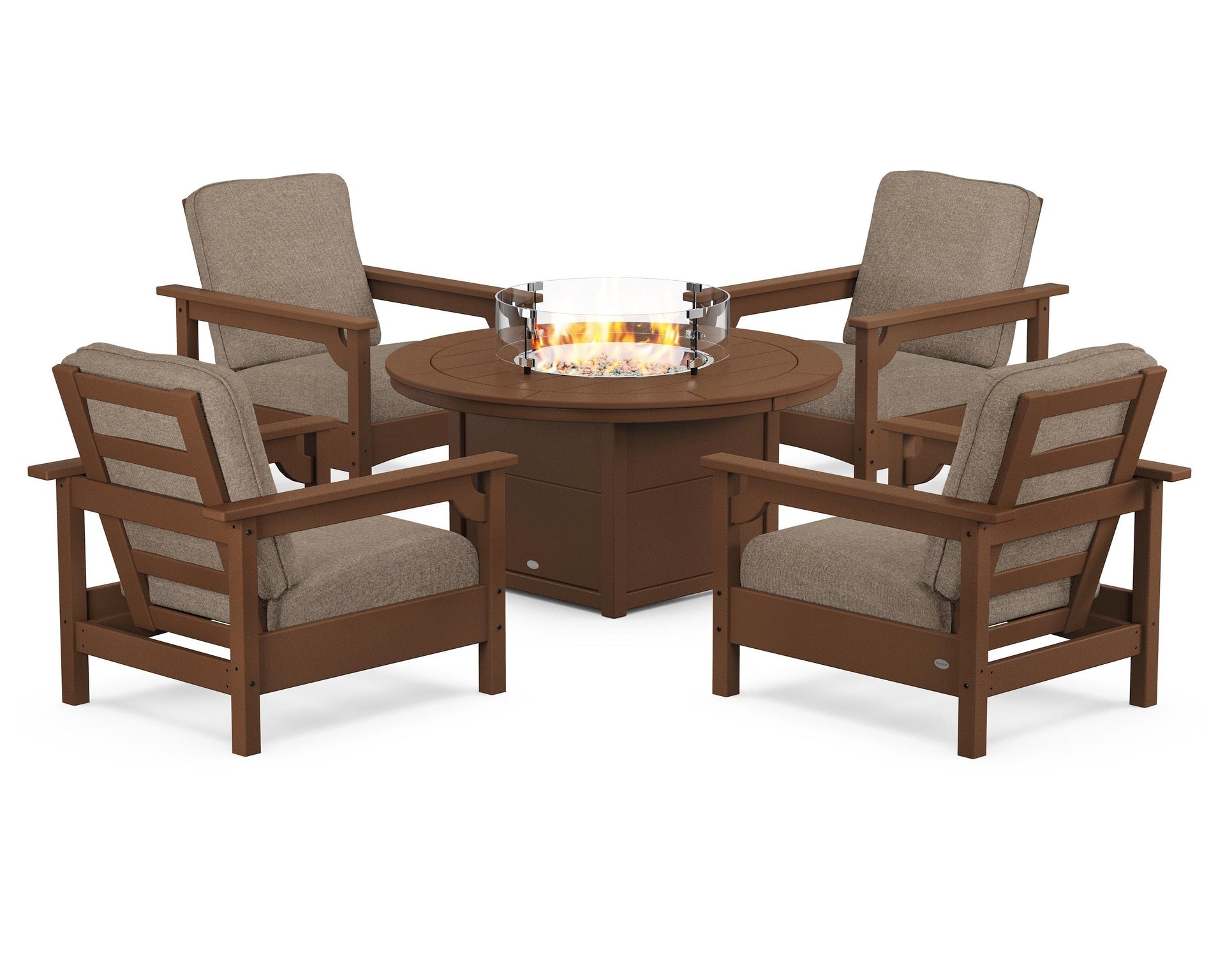 Club 5-Piece Conversation Set with Fire Pit Table
