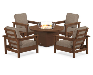Club 5-Piece Conversation Set with Fire Pit Table