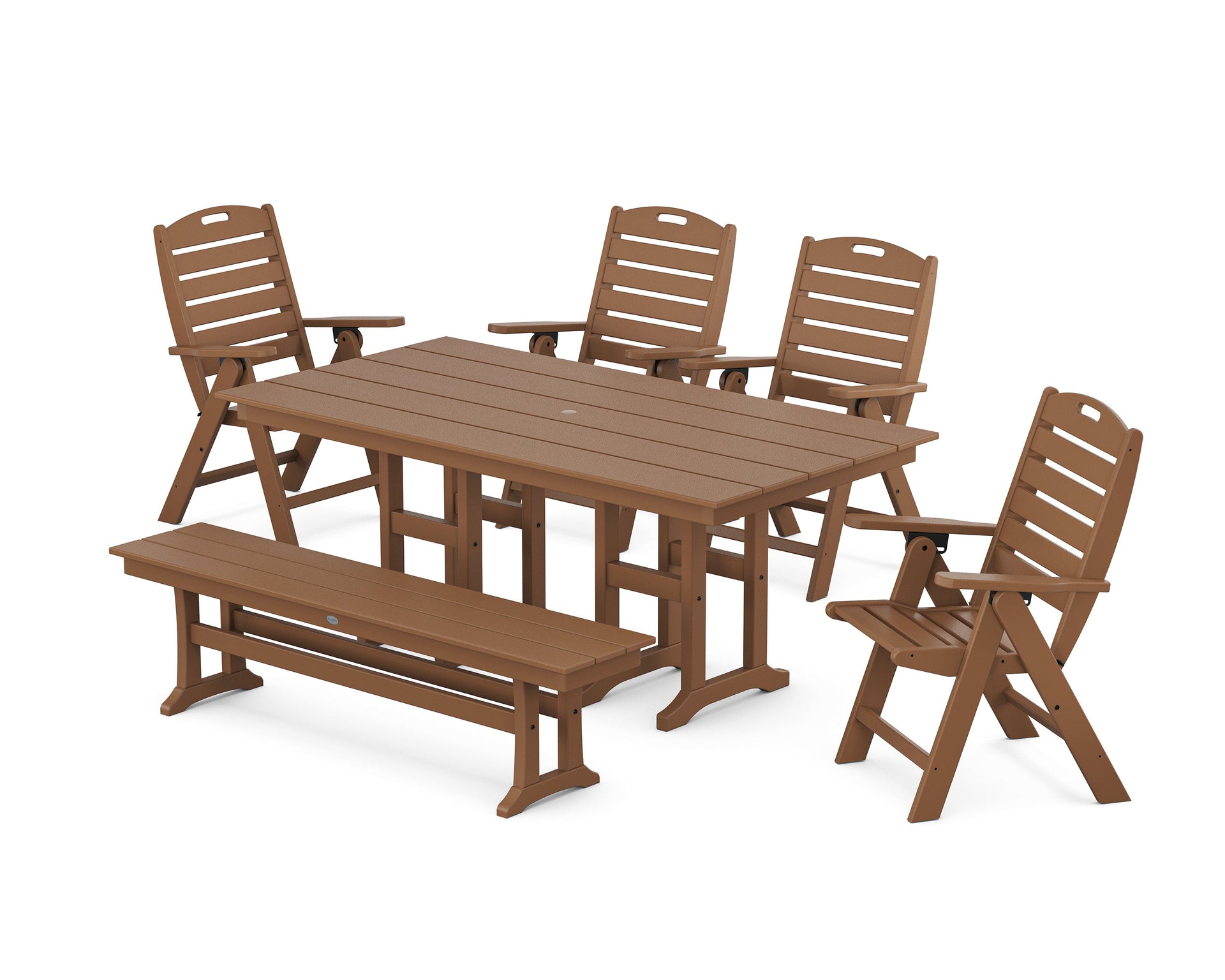 Nautical Highback 6-Piece Farmhouse Dining Set with Bench