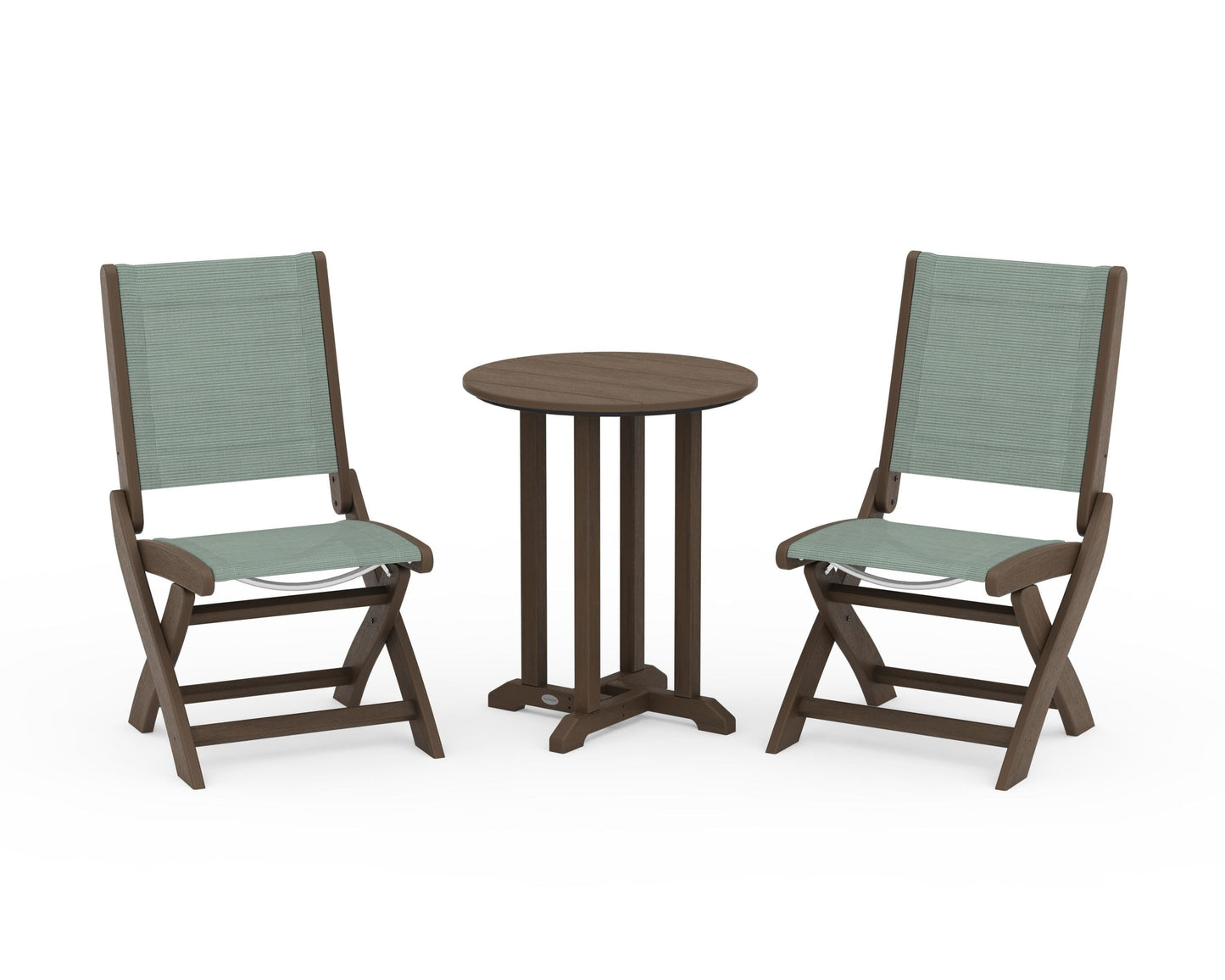Coastal Folding Side Chair 3-Piece Round Bistro Dining Set