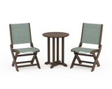 Coastal Folding Side Chair 3-Piece Round Bistro Dining Set