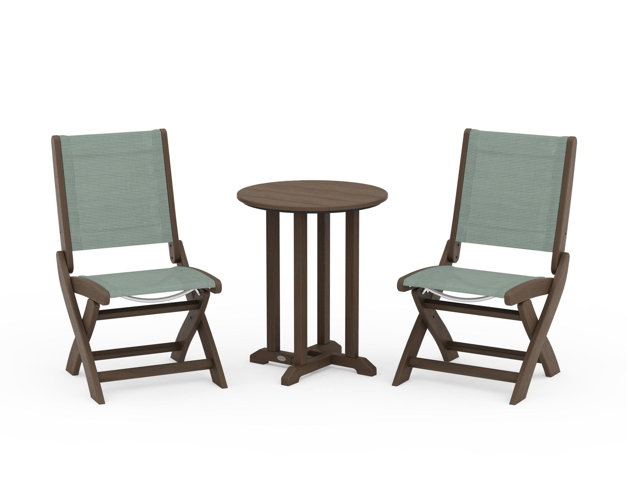 Coastal Folding Side Chair 3-Piece Round Bistro Dining Set