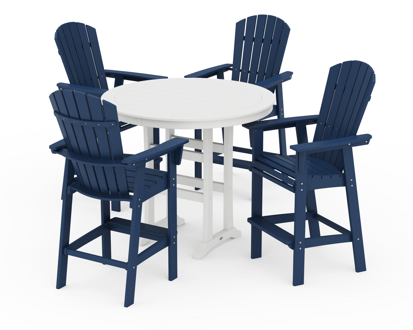 Nautical Curveback Adirondack 5-Piece Round Trestle Bar Set