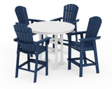 Nautical Curveback Adirondack 5-Piece Round Trestle Bar Set