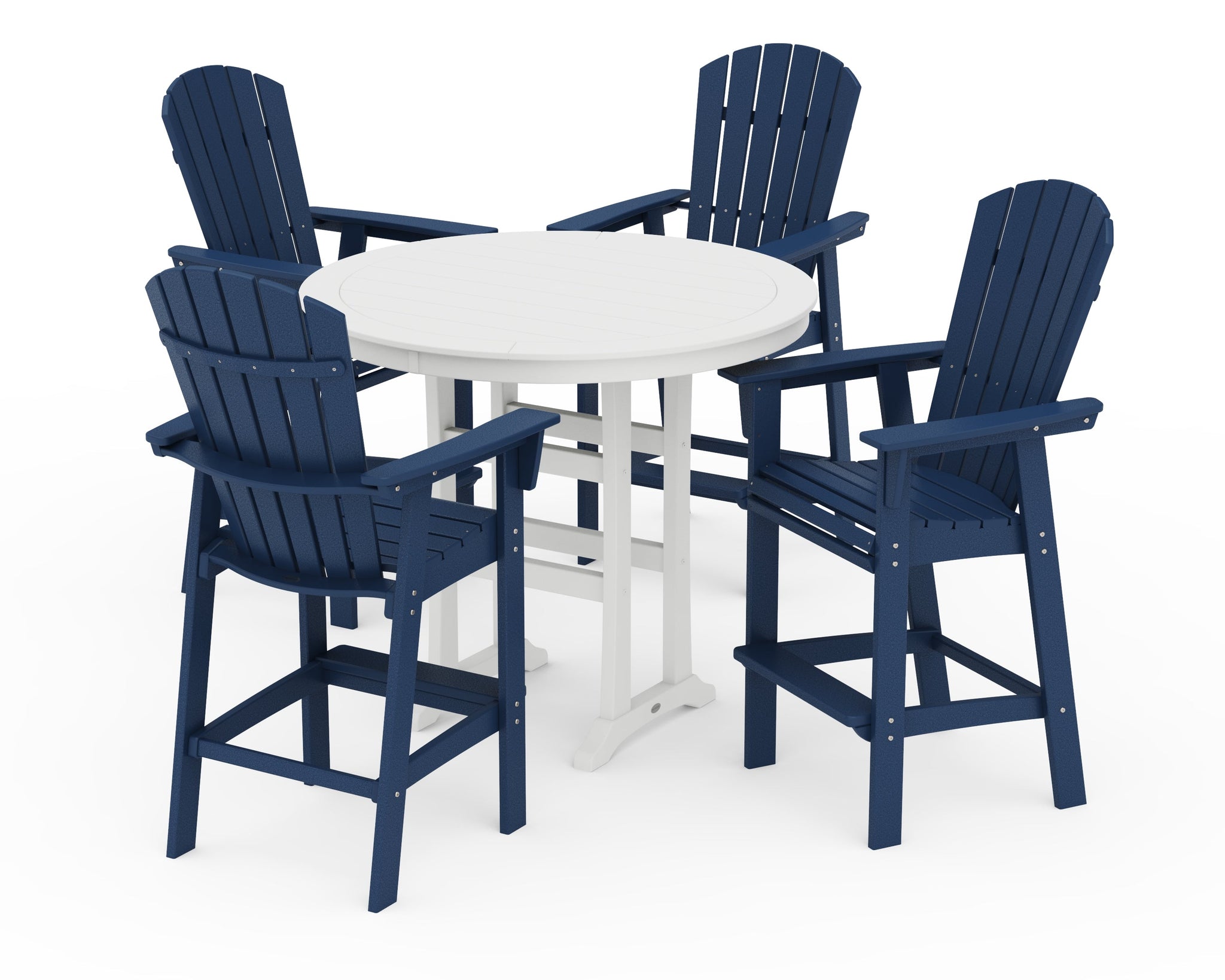 Nautical Curveback Adirondack 5-Piece Round Trestle Bar Set