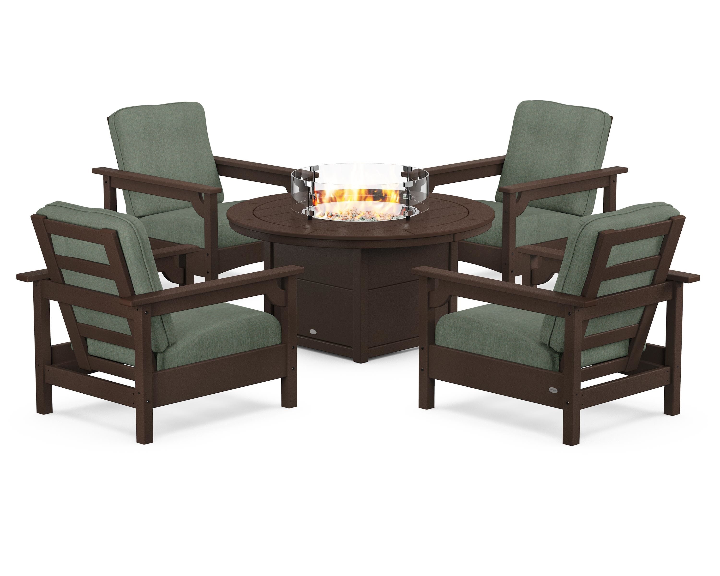 Club 5-Piece Conversation Set with Fire Pit Table