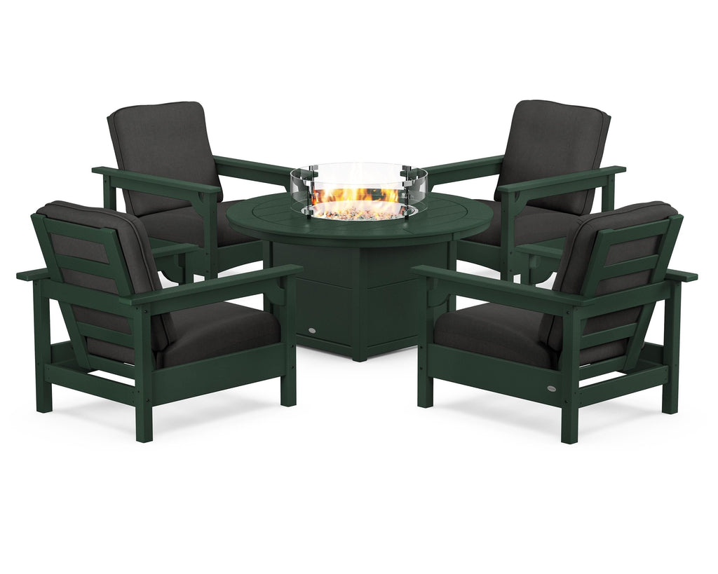 Club 5-Piece Conversation Set with Fire Pit Table