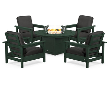 Club 5-Piece Conversation Set with Fire Pit Table