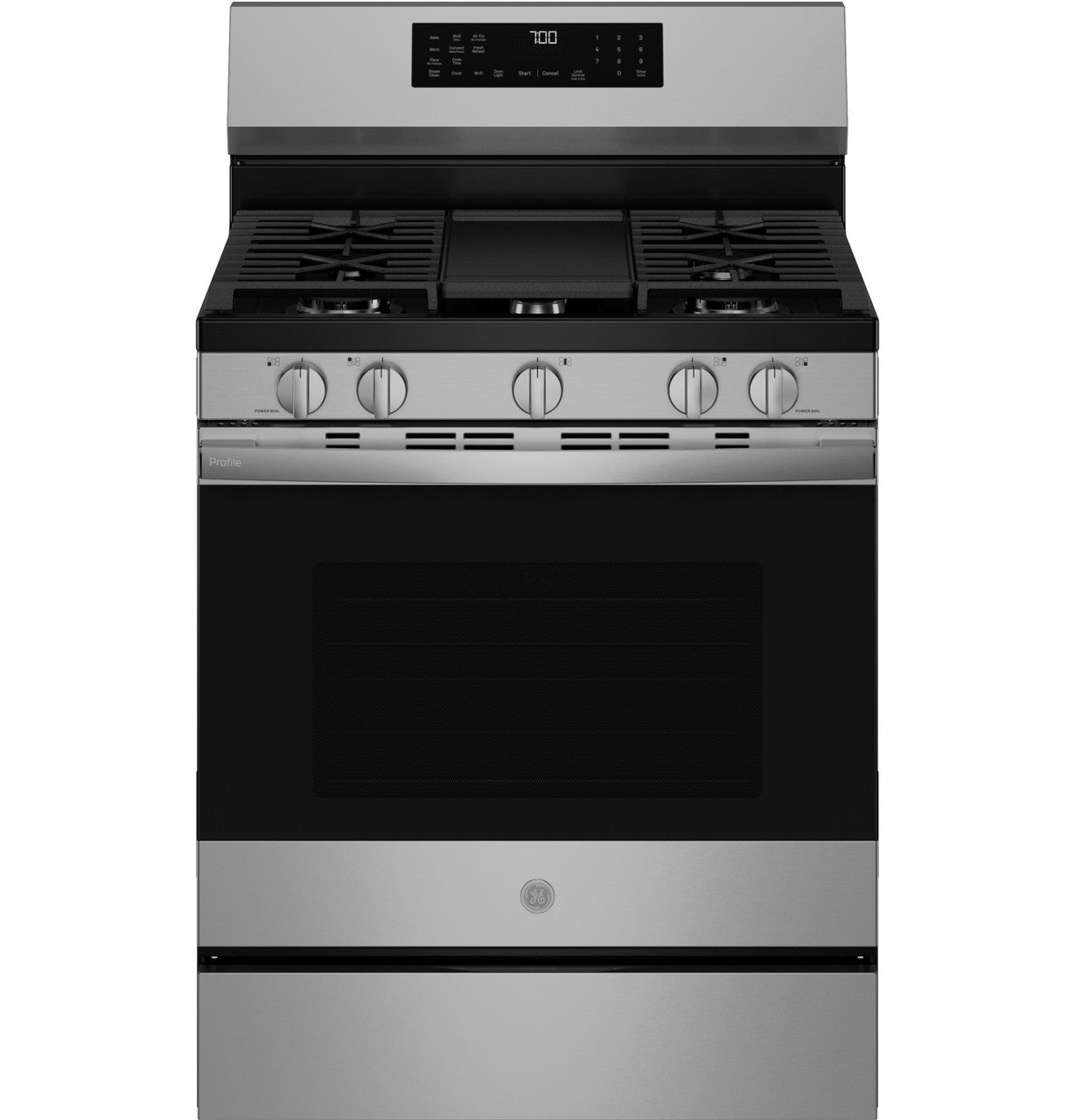 GE Profile™ 30” Smart Free-Standing Gas Convection Range with No Preheat Air Fry and EasyWash™ Oven Tray