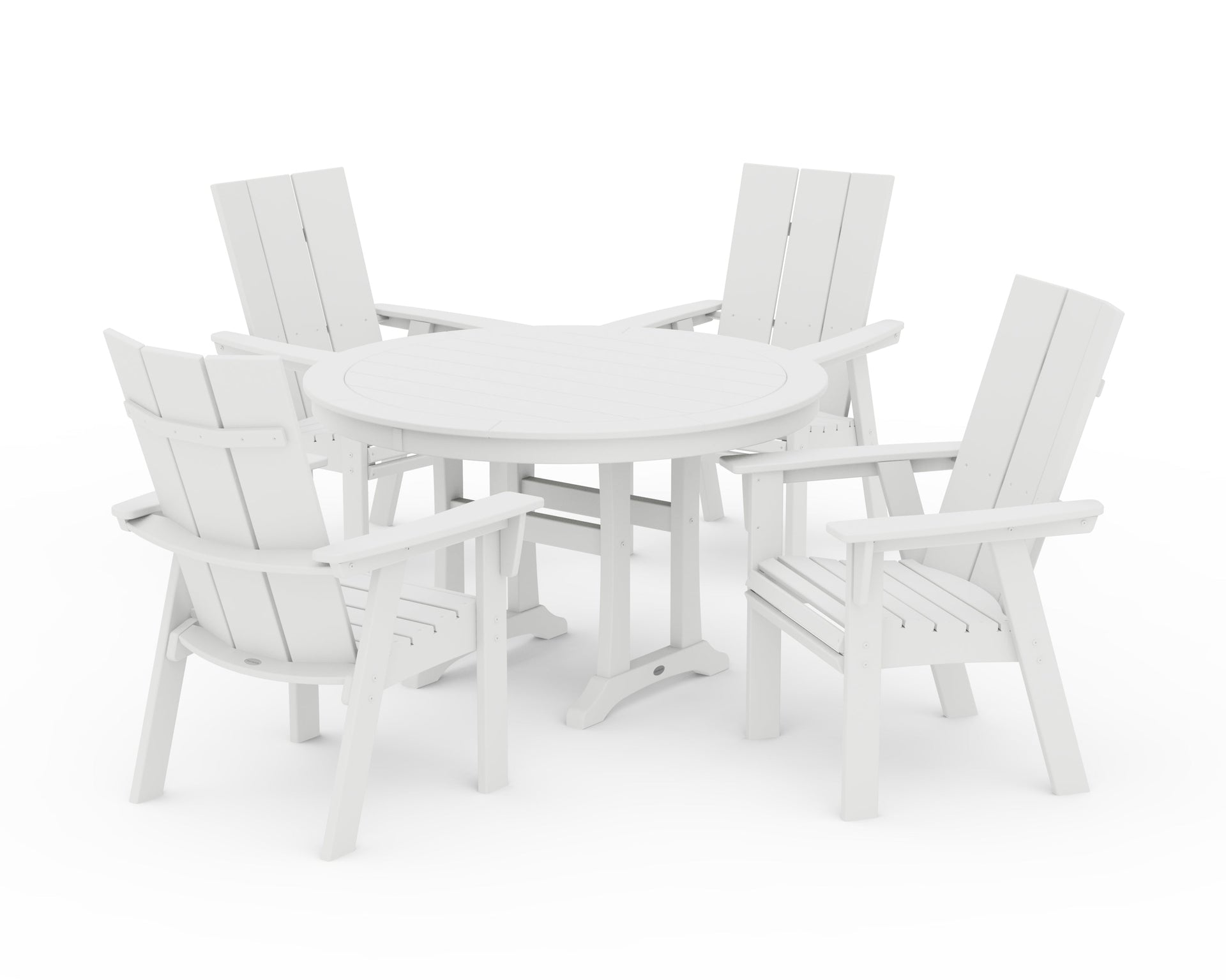 Modern Curveback Adirondack 5-Piece Nautical Trestle Dining Set