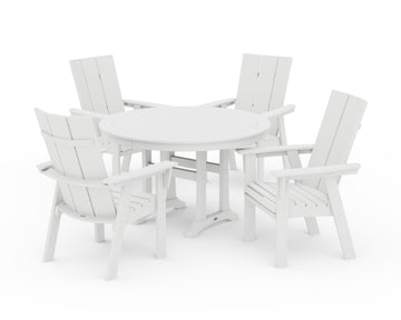Modern Curveback Adirondack 5-Piece Nautical Trestle Dining Set