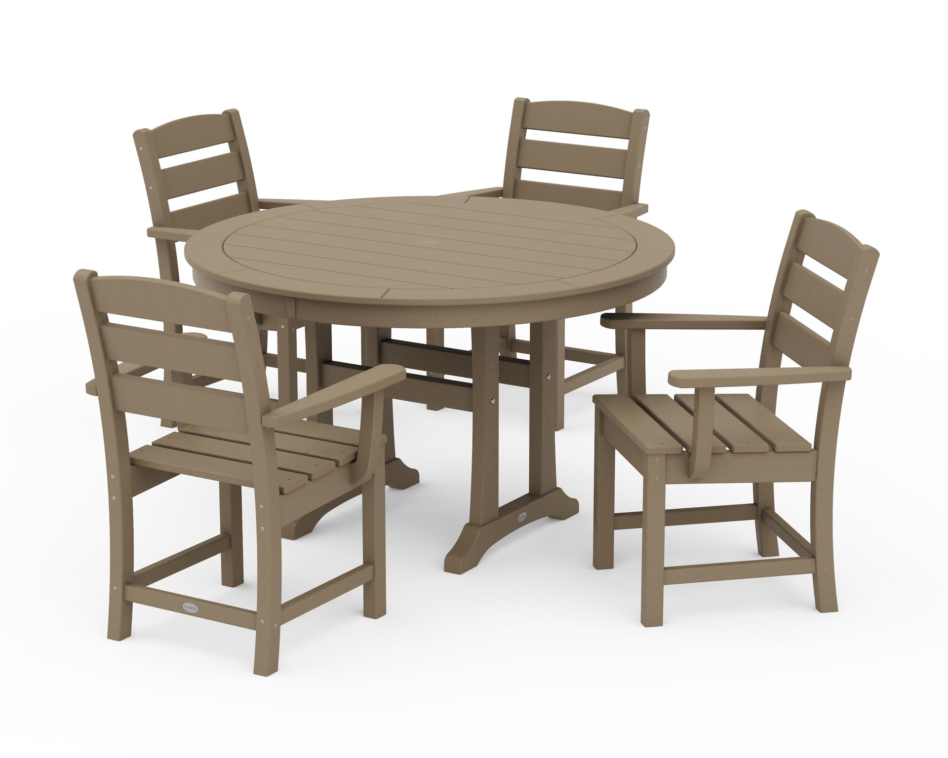 Lakeside 5-Piece Round Dining Set with Trestle Legs