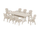 Seashell 9-Piece Farmhouse Dining Set with Trestle Legs