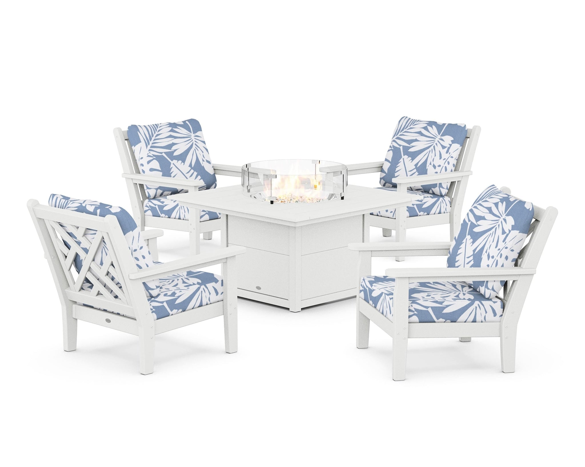 Chippendale 5-Piece Deep Seating Set with Fire Pit Table